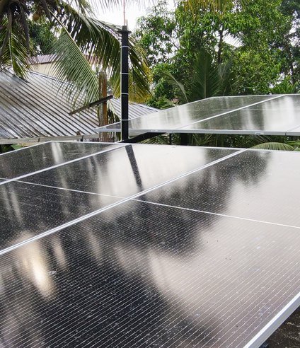 Rooftop solar panels installed by Soltech Power Solutions at Vellimon, Kollam