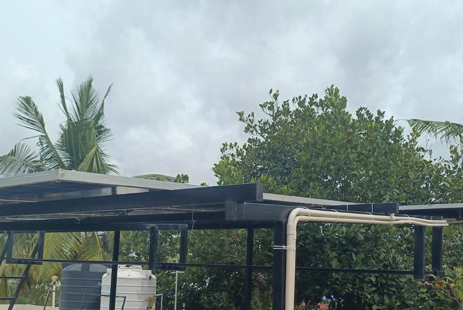 Solar canopy structure installed by Soltech Power Solutions at Karamana, Trivandrum